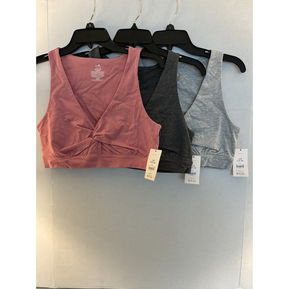 Secret Treasures Sleep Bra 3 Pack XL 16-18 Pink Gray Lounge Cozy Soft NWT